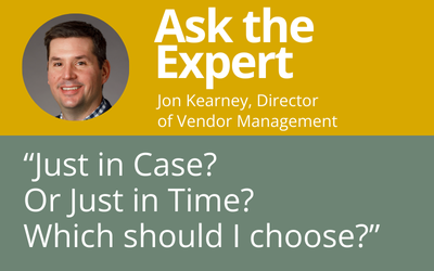 Ongweoweh's Jon Kearney, Director of Vendor Management, offers insights on the trade offs between "just in case" and "just in time" strategies in the logistics sector.